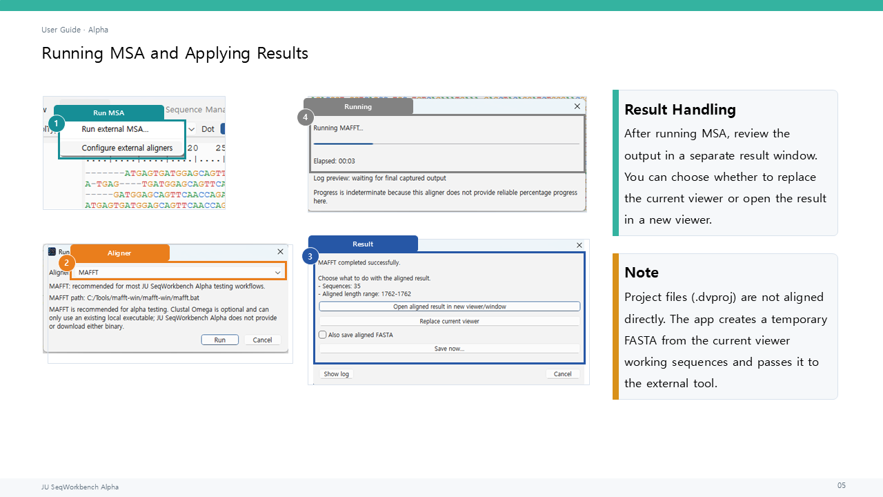 External MSA run sequence and post-success result choices